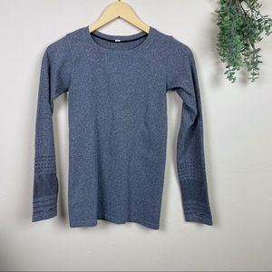 ALO Yoga Gray Perforated Long Sleeve Thumb Hole Athletic Top Est Size XS